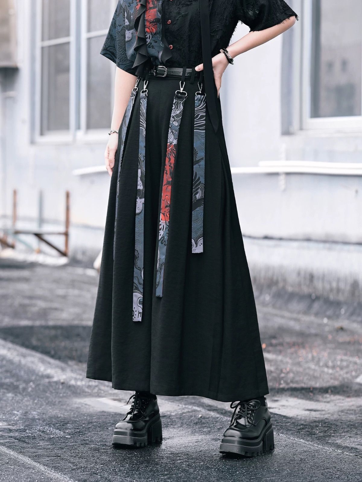 袴パンツ ワイドパンツ 和柄 パンツ モード系 サルエルパンツ ガウチョ