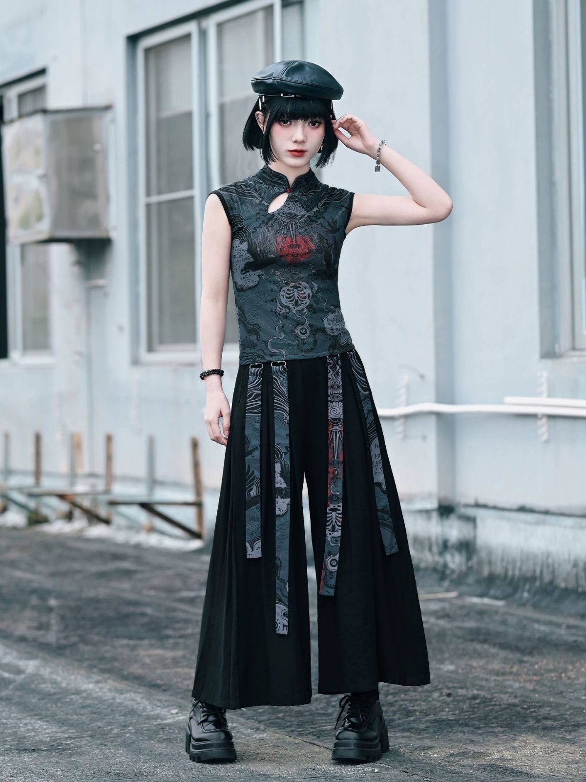袴パンツ ワイドパンツ 和柄 パンツ モード系 サルエルパンツ ガウチョ
