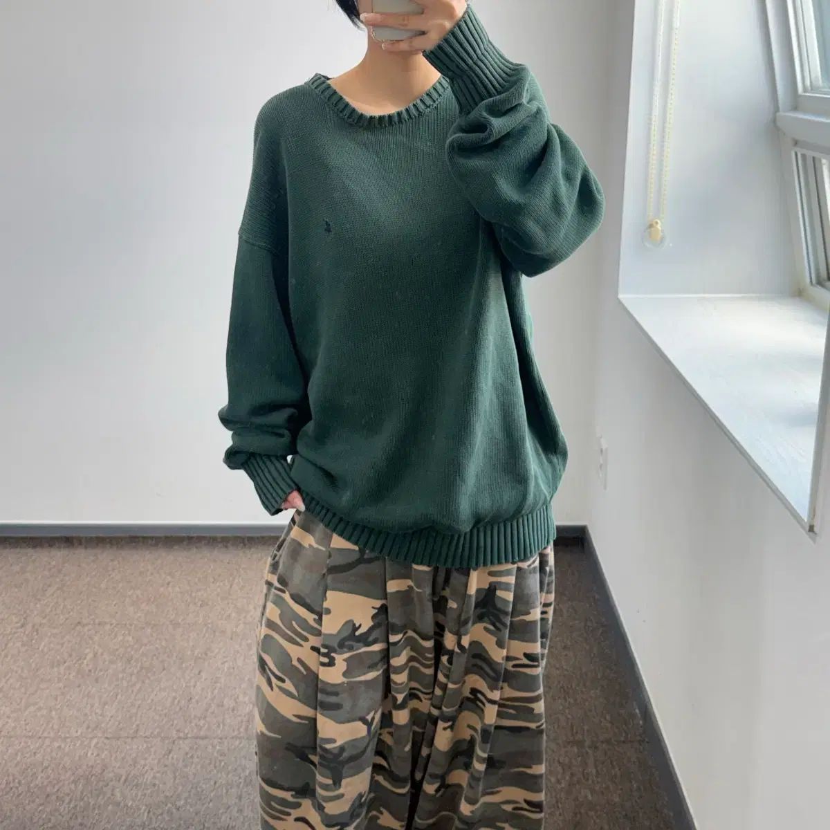 ポロ ポロ ネイビ ポニー グリーン ニット