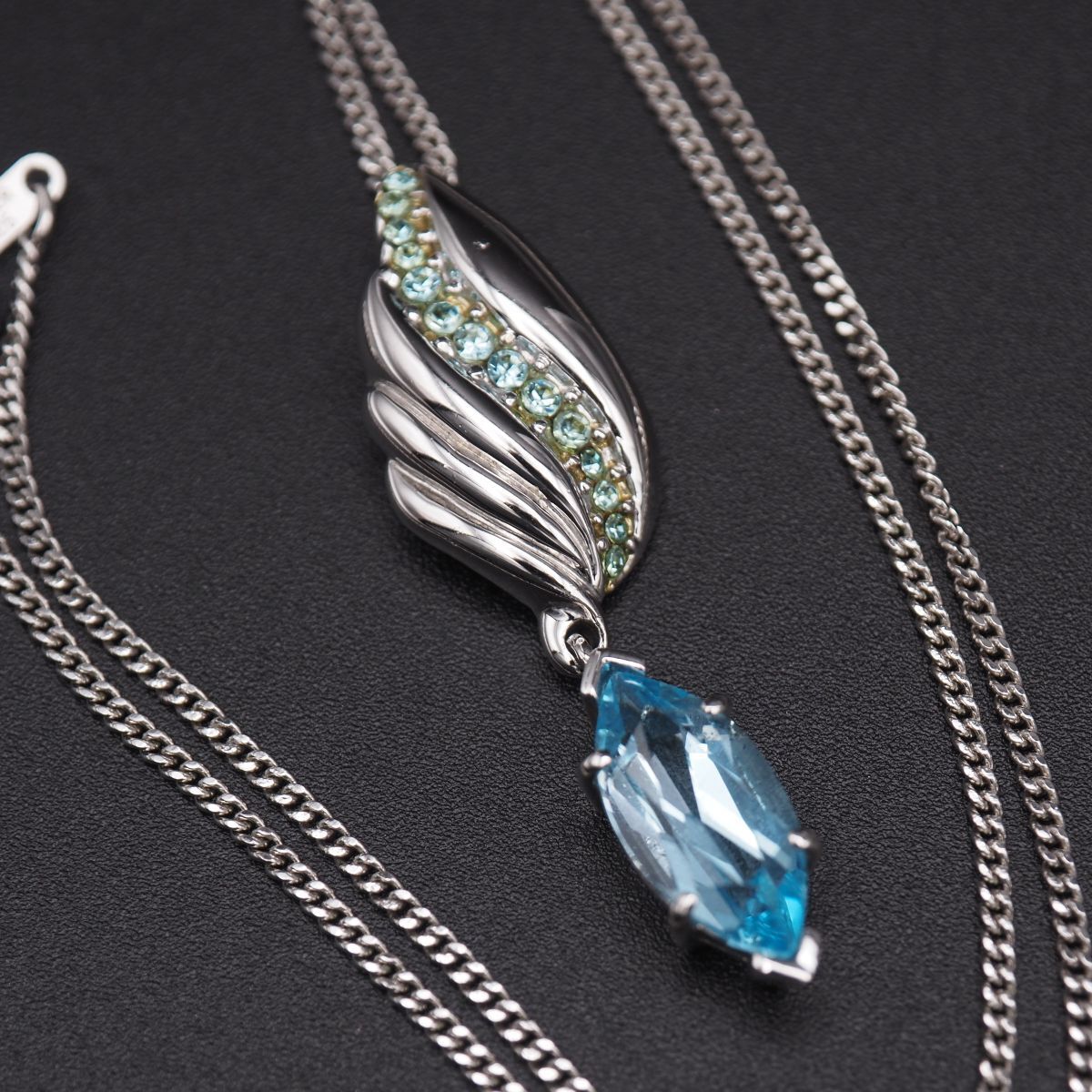 X396 IEI ブルートパーズ STERLING SILVER925刻印 ペンダント ネックレス デザイン シルバー 11月誕生石