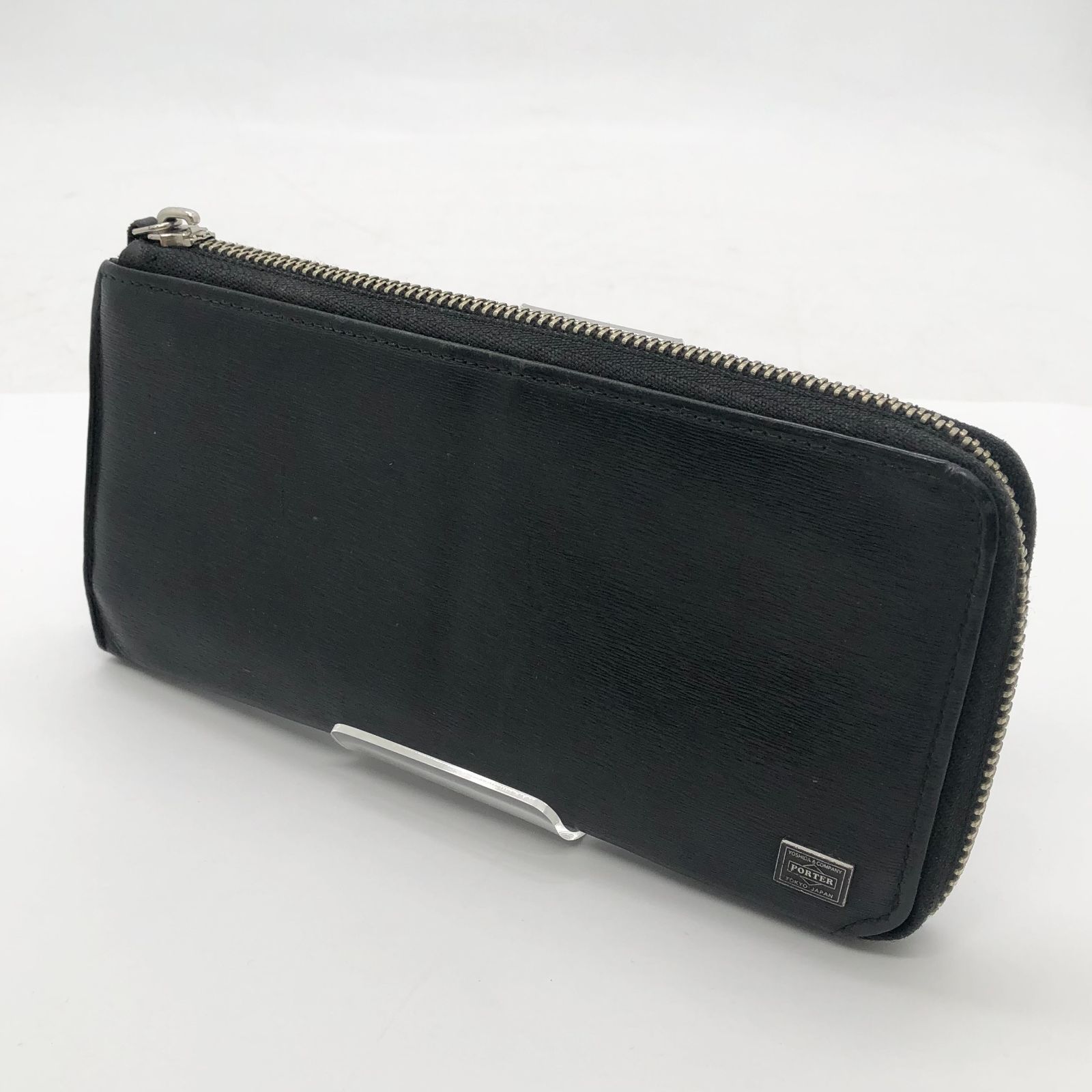 ◎S047 PORTER ポーター カレント 長財布 L字ファスナー レザー ブラック 黒 (ma)