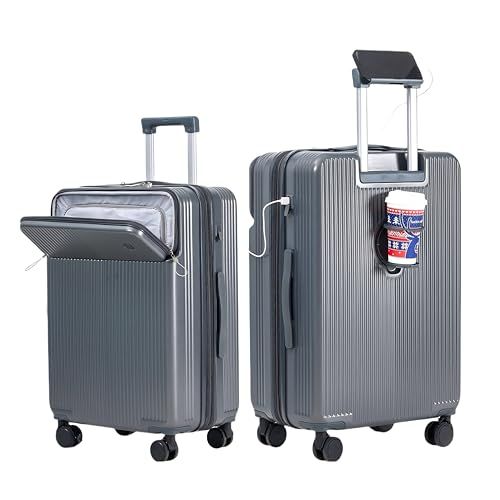 [Yuweijie] スーツケース 拡張型 フロントオープン 機内持ち込み ストッパー付き キャリーケース sサイズ 2泊3日 軽量 大容量 多機能 トップポケットパソコンケース キャリーバッグ USB カップホルダー付き 携帯スタンド 頑丈 TSAロッpms
