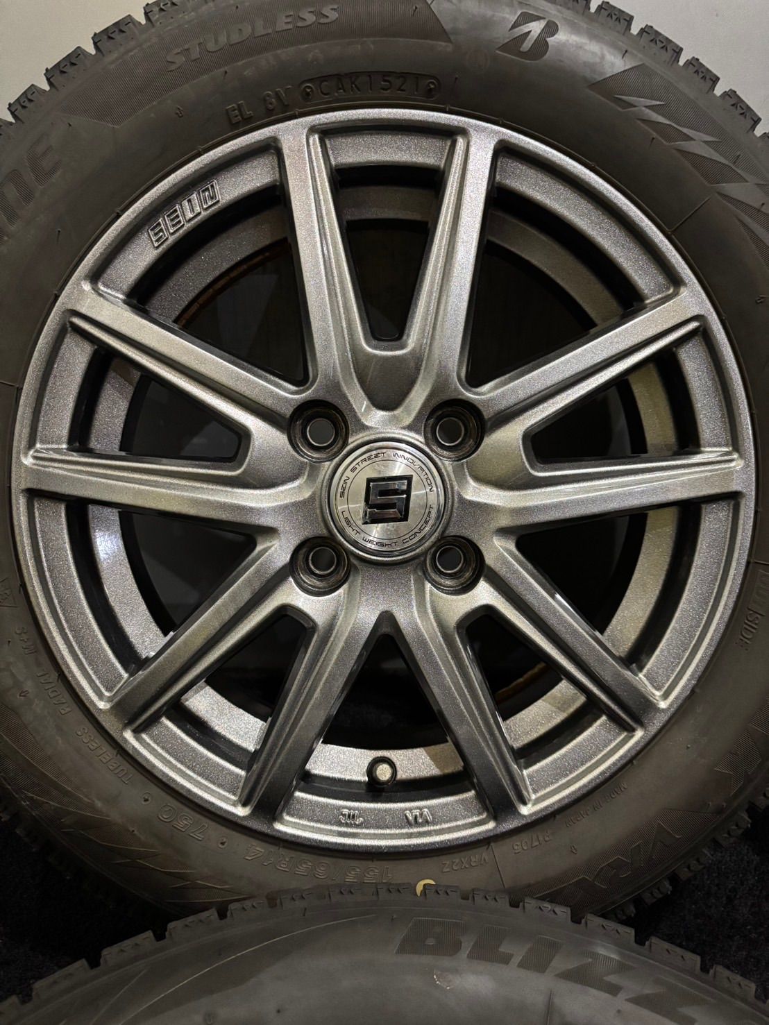 ☆155/65R14 BRIDGESTONE/VRX2 21年製 SEIN 14インチ 4.5J +45 100 4H