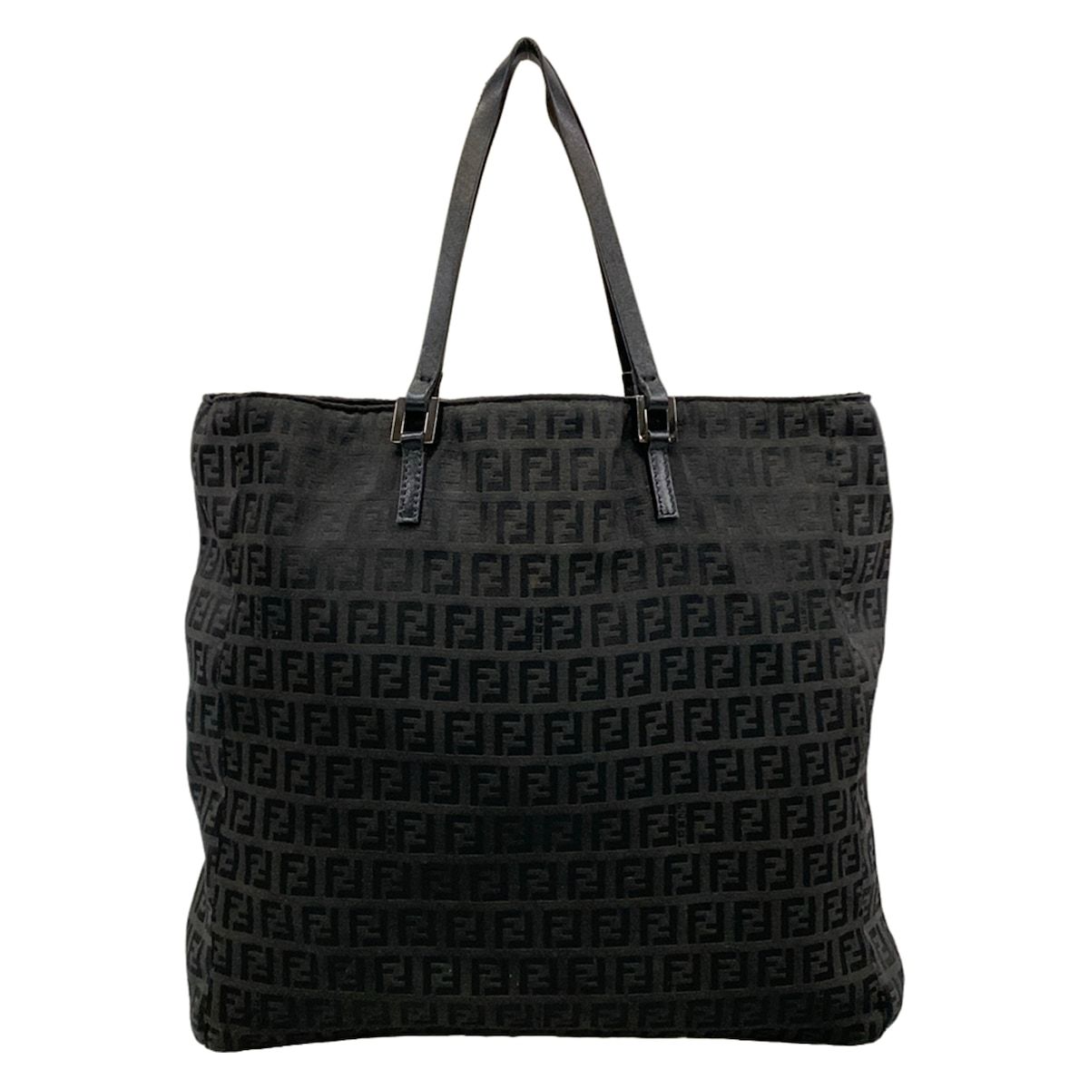 FENDI(フェンディ) トートバッグ ズッキーノ柄 8BH020 黒 レザー