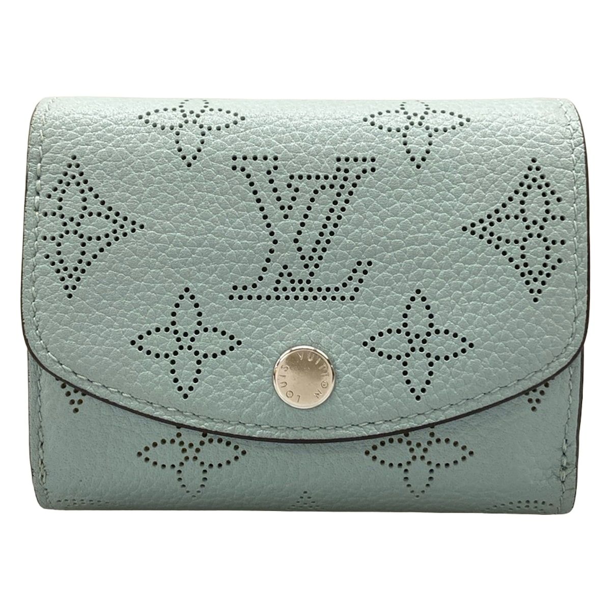 LOUIS VUITTON(ルイヴィトン) 3つ折り財布 マヒナ美品 ポルトフォイユイリスXS M69033 ヴェールラグーン レザー、牛革