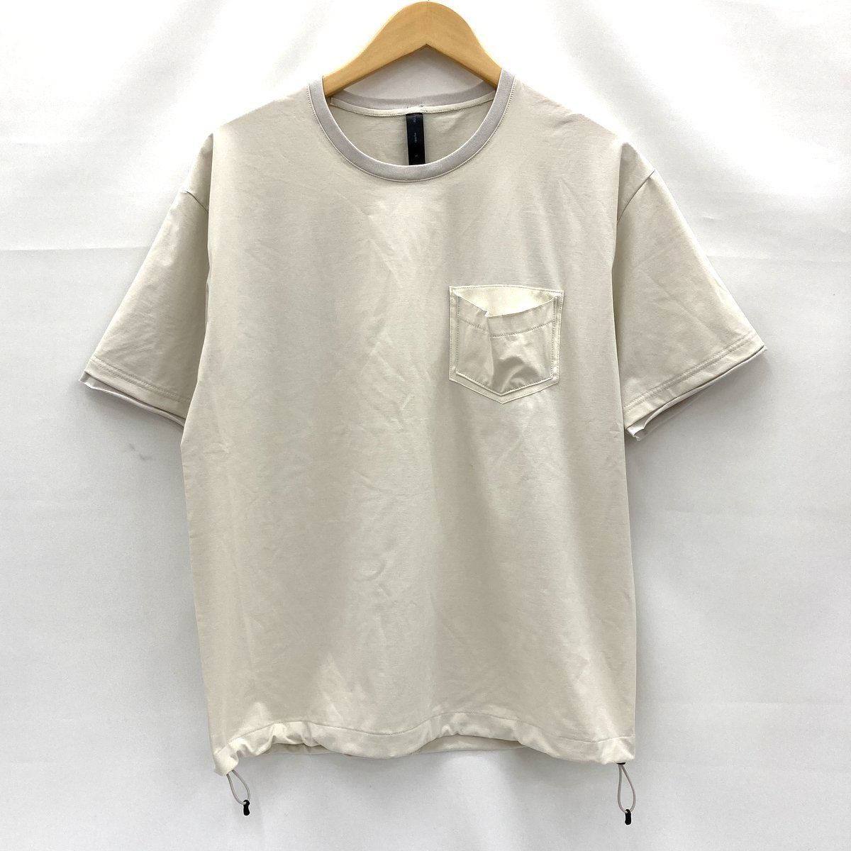 wjk ダブルジェイケイ Tシャツ 半袖 クルーネック ドローストリング フェイクレザーポケット 7132 ny58i ライトベージュ サイズ M トップス ★SS626