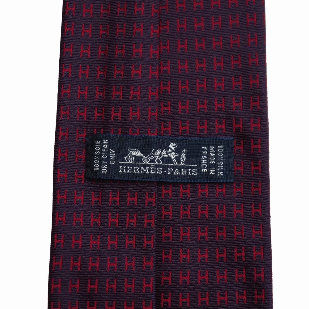 □美品□HERMES エルメス ネクタイ シルクツイル Hロゴ 総柄 ブランド
