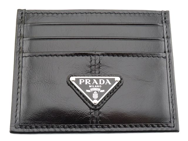 PRADA プラダ トライアングル カードケース ブラック レザー 2MC025 カードケース ユニセックス【中古】【207】2148104045935