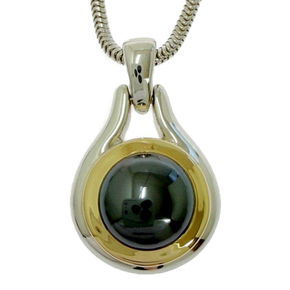 【中古】【保存袋付き】 TIFFANY&Co. ティファニー シルバー ゴールド ヘマタイト ネックレス 14.3g 925/750刻印 584414 ネックレス