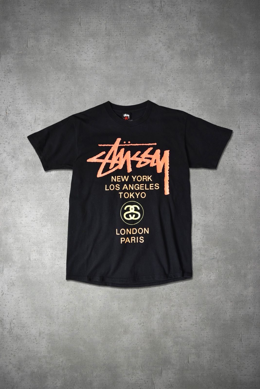 stussy Tシャツ ワールドツアー オレンジ M old stussy 43-6-86