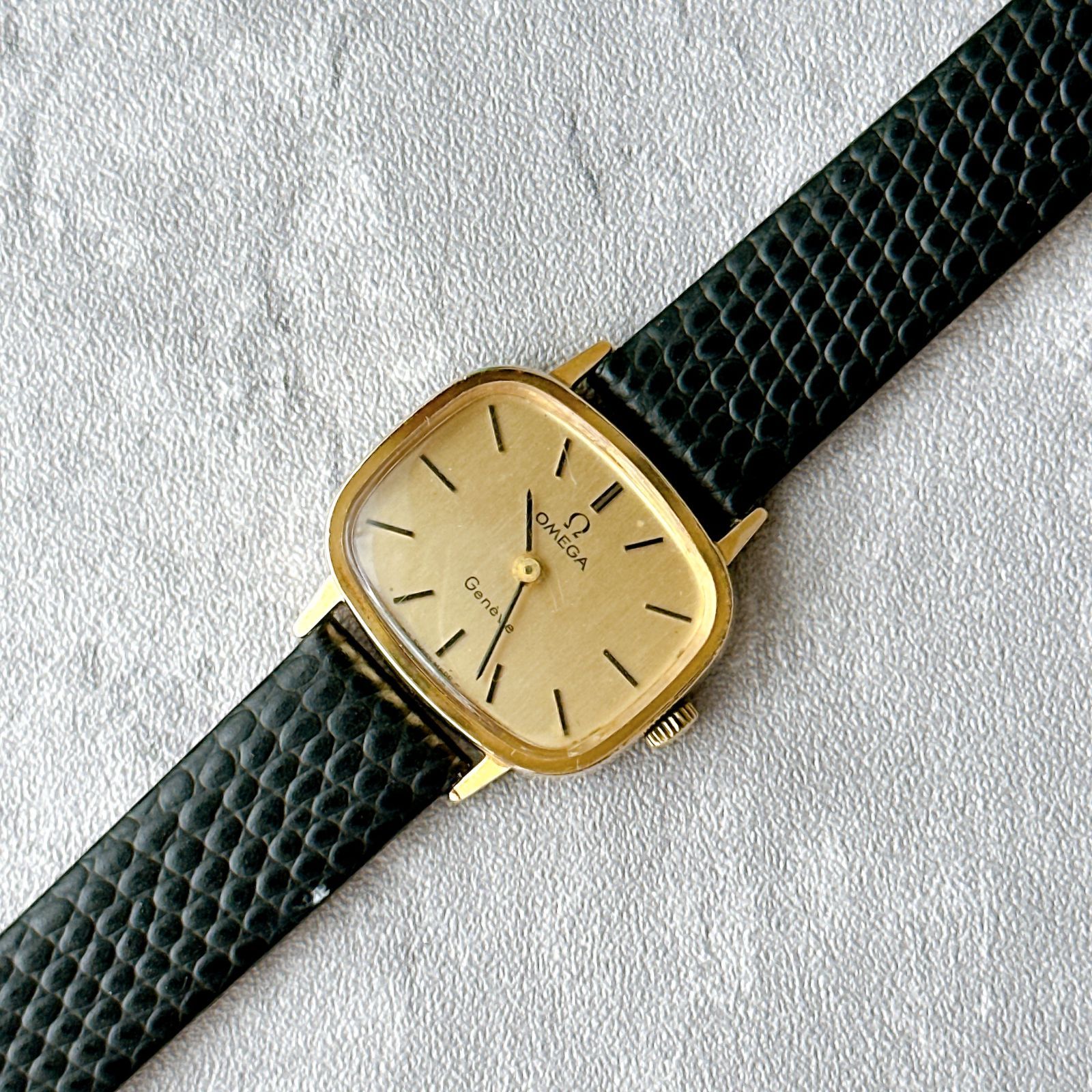 OMEGA Geneve オメガ ジュネーブ 手巻き ゴールド スクエアケース