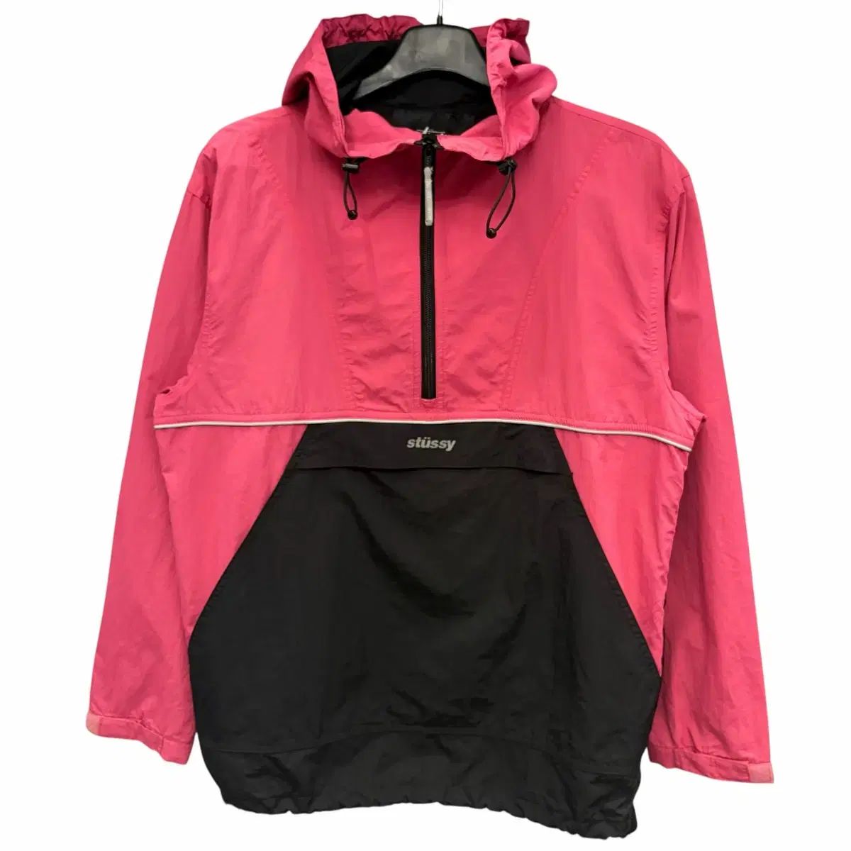 STUSSY ピンク ブラック バイカラー Anorak（アノラック）ジャケット M
