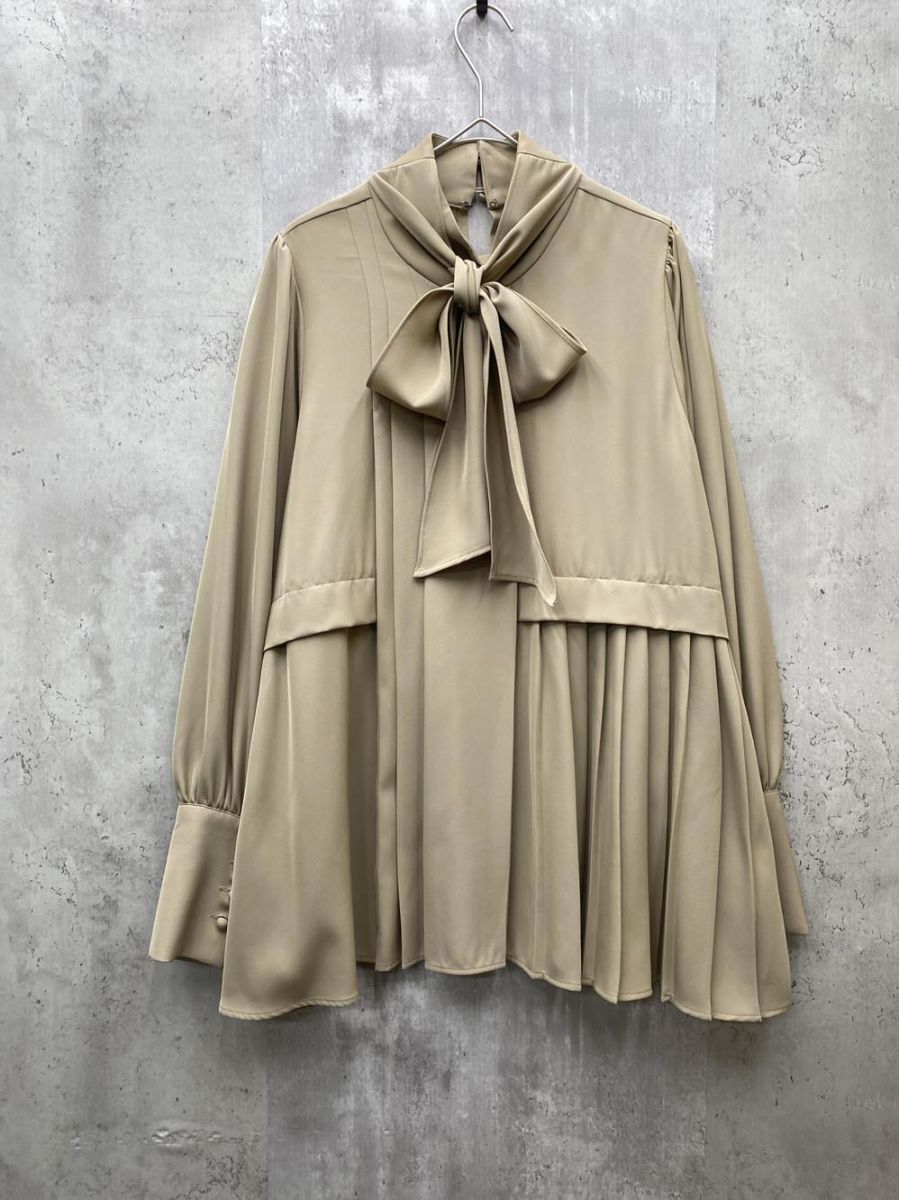 RUIRUE BOUTIQUE ルイルエブティック ボウタイブラウス チュニックペプラム フォーマル セレモニー ベージュ ■◇◎レディース