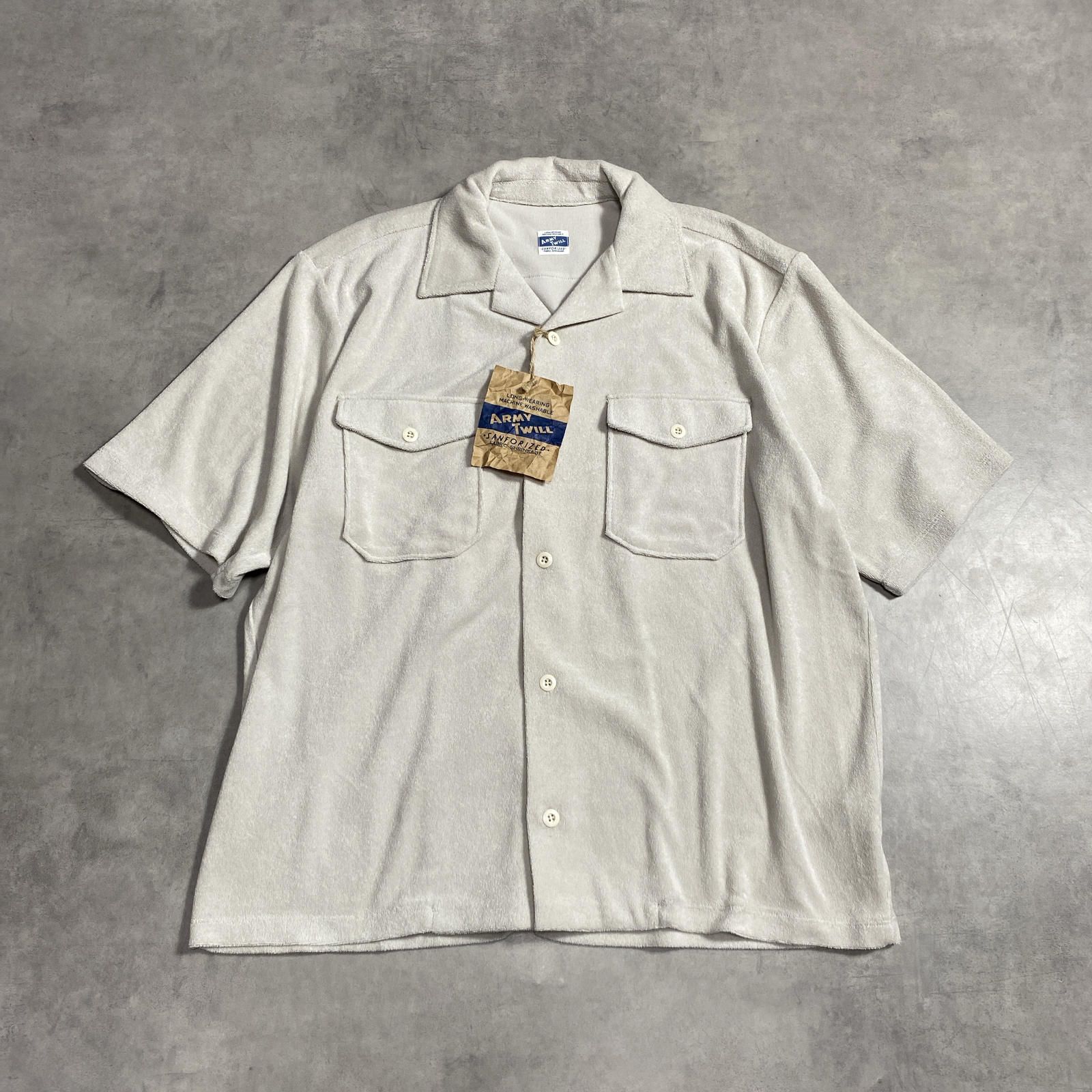 GQ5751◇ARMY TWILL:Cotton Pile Utility Shirt◇L◇グレー系 アーミーツイル 定価11800円 パイル オープンカラーシャツ