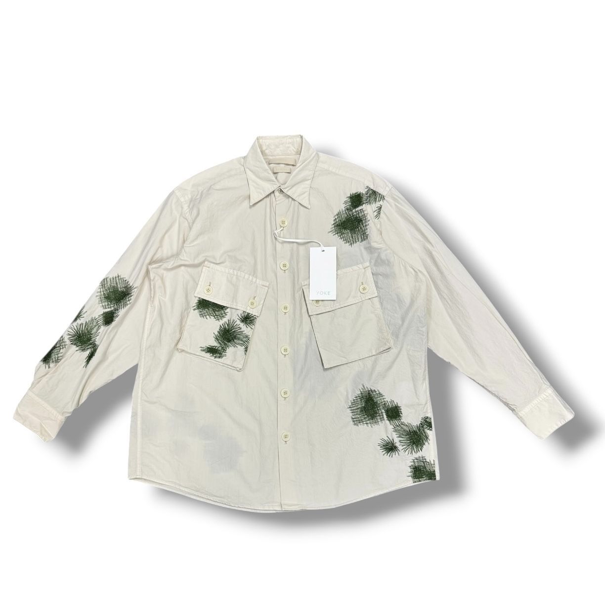 参考上代52,800円 未使用品 YOKE 25SS EMBROIDERY UTILITY SHIRT エンブロイダリーユーティリティシャツ 長袖シャツ ヨーク YK25SS0911SH ホワイト 1 1826A1
