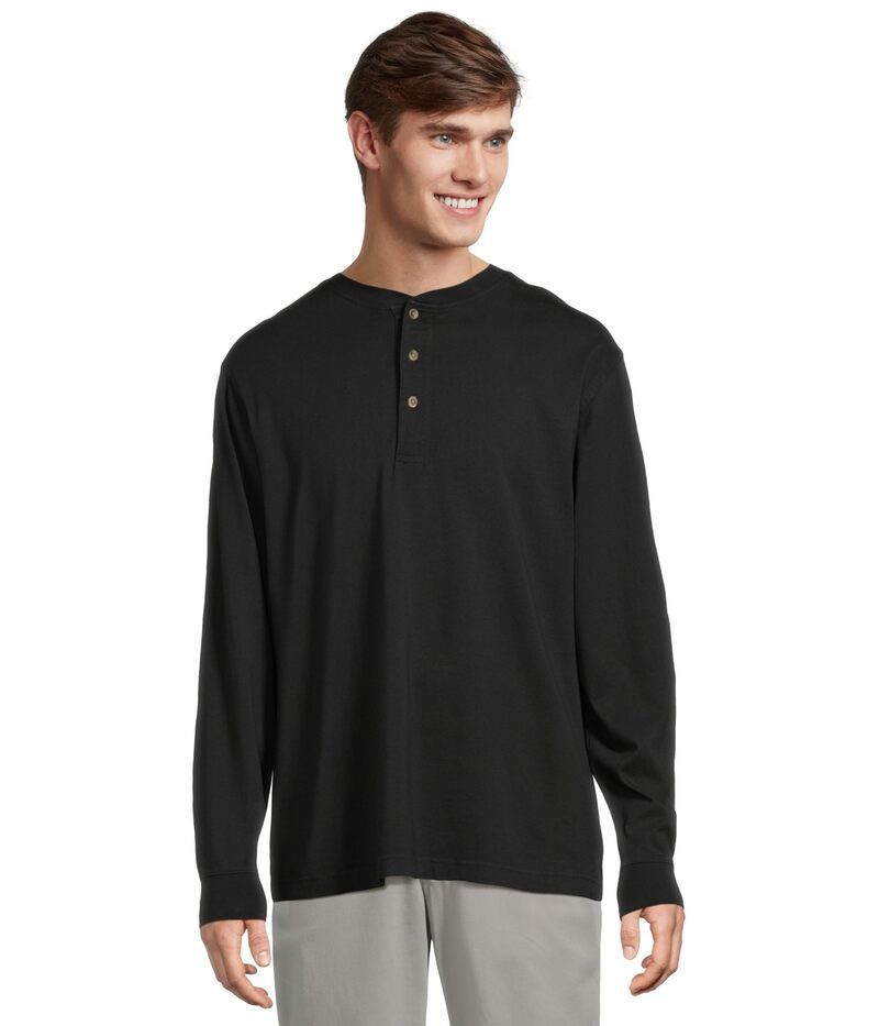 エルエルビーン メンズ トップス シャツ Tシャツ 長袖 LLBean Carefree Unshrinkable Tee Traditional Fit LongSleeve Henley Black ブラック