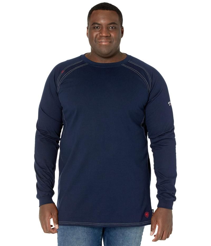 アリアト メンズ トップス シャツ トール Tシャツ Ariat Big Tall FR Work Crew TShirt Navy ネイビー