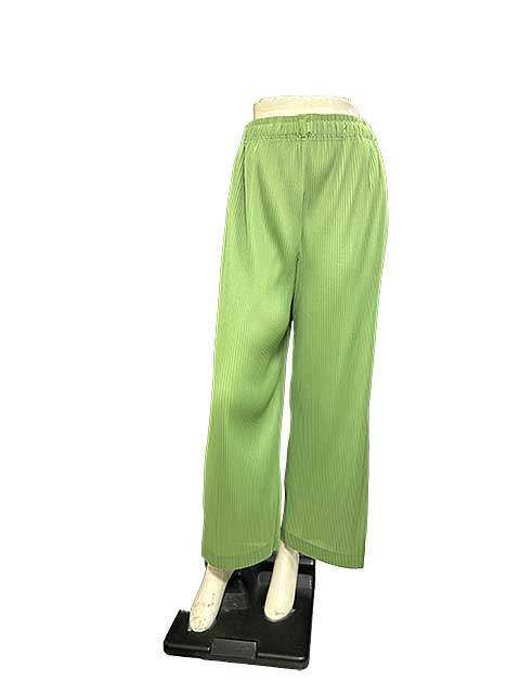 【中古】HIROKO KOSHINO ヒロココシノ プリーツパンツ グリーン 9号 Mサイズ 春夏 ワイドパンツ ウエストゴム_S10_s-0230-r10_セルモアから出品