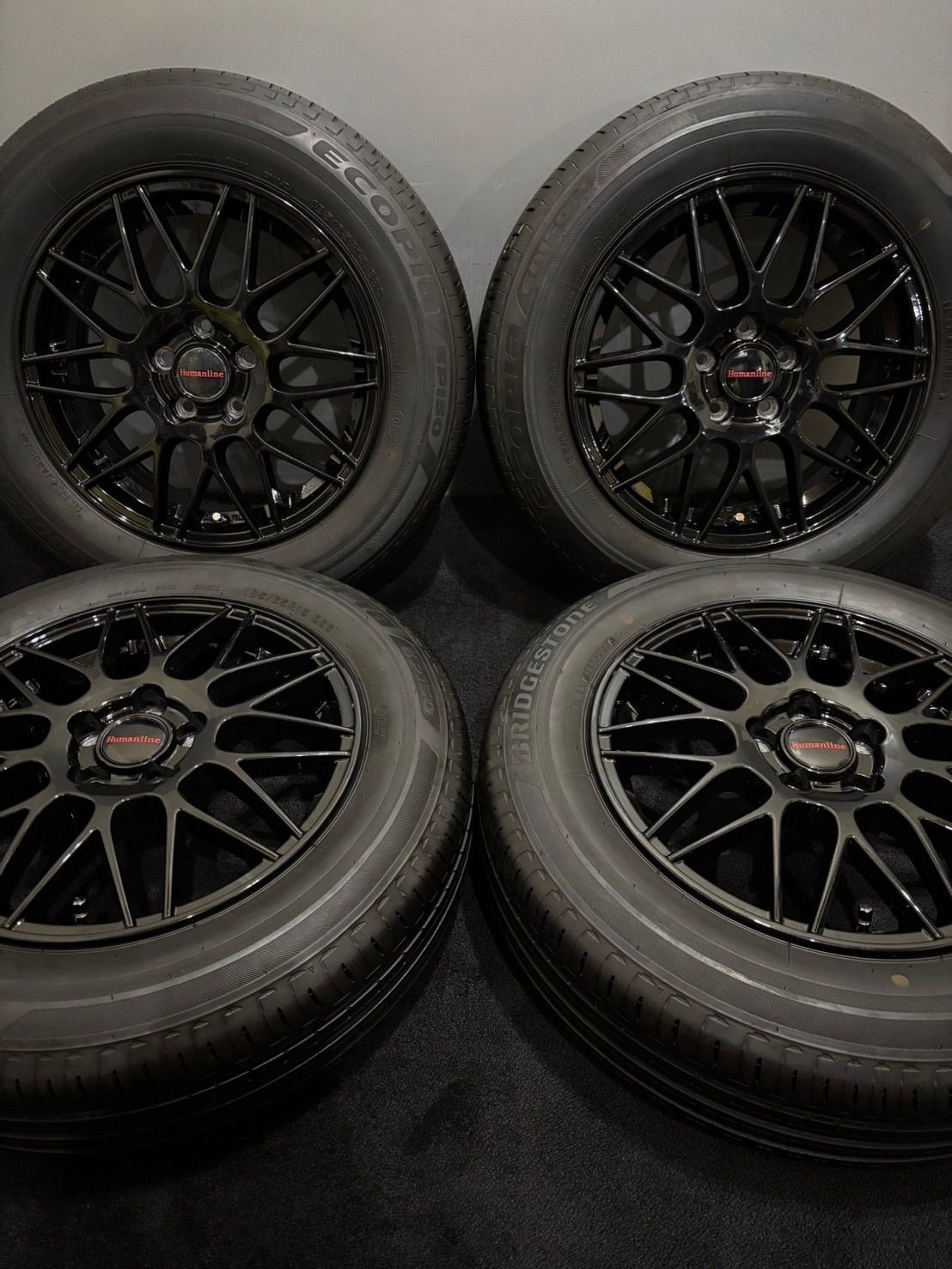 ★185/65R15 BRIDGESTONE/ECOPIA EP150 24年製 Humanline 15インチ 6J +45 100 5H 夏タイヤ 4本 シエンタ (南6-M463)