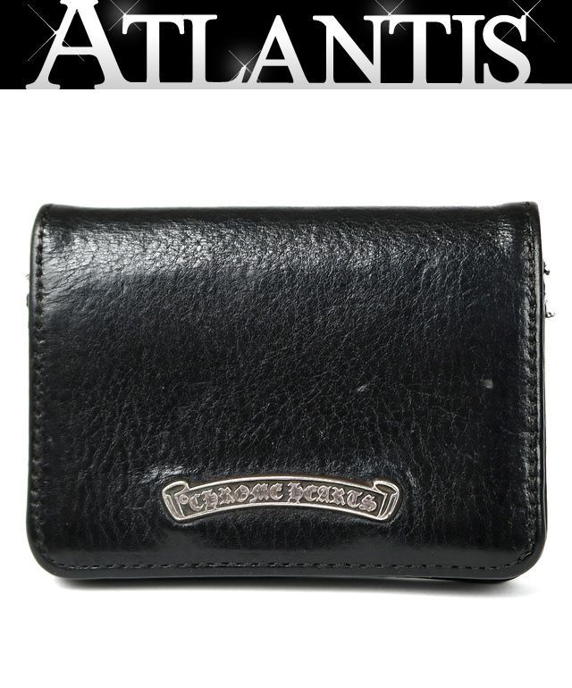 CHROME HEARTS 新宿店 クロムハーツ 3ポケット レザー カードケース 名刺入れ メンズ シルバー SV925 黒 31348