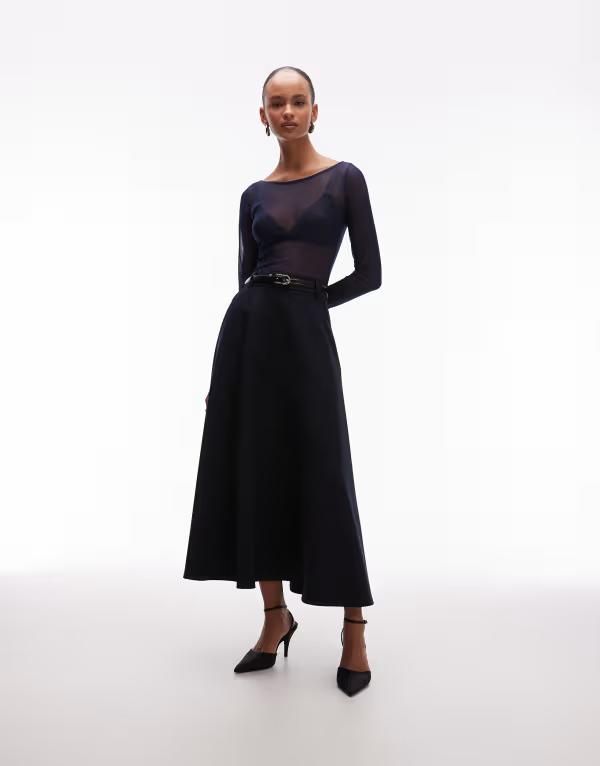 エイソス レディース ボトムス スカート ASOS DESIGN tailored circle skirt NAVY ネイビー