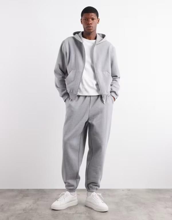 エイソス メンズ ボトムス カジュアルパンツ パンツ スウェットパンツ ASOS DESIGN premium heavyweight oversized sweatpants in 400gsm heather Gray Heather グレー