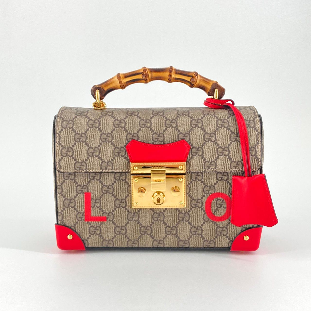 GUCCI（グッチ） パドロック GGスモール バンブー トップハンドルバッグで 603221 ハンドバッグ ブラウン