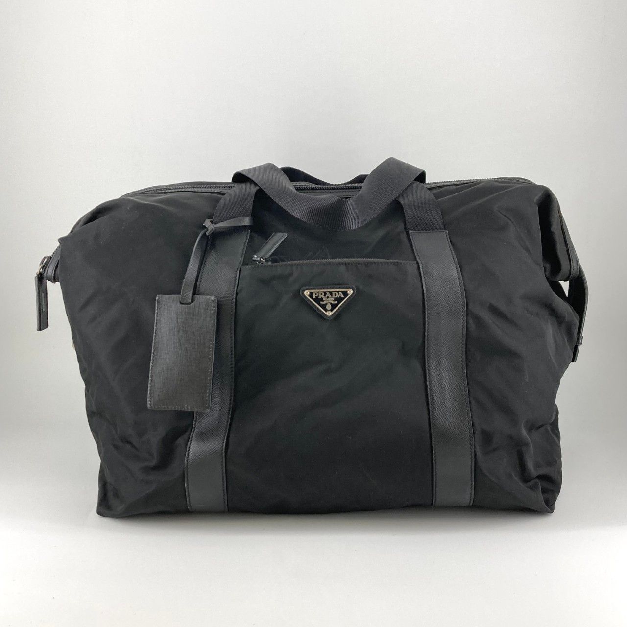 PRADA（プラダ） ナイロン 三角ロゴ ボストンバッグ ブラック - メルカリ