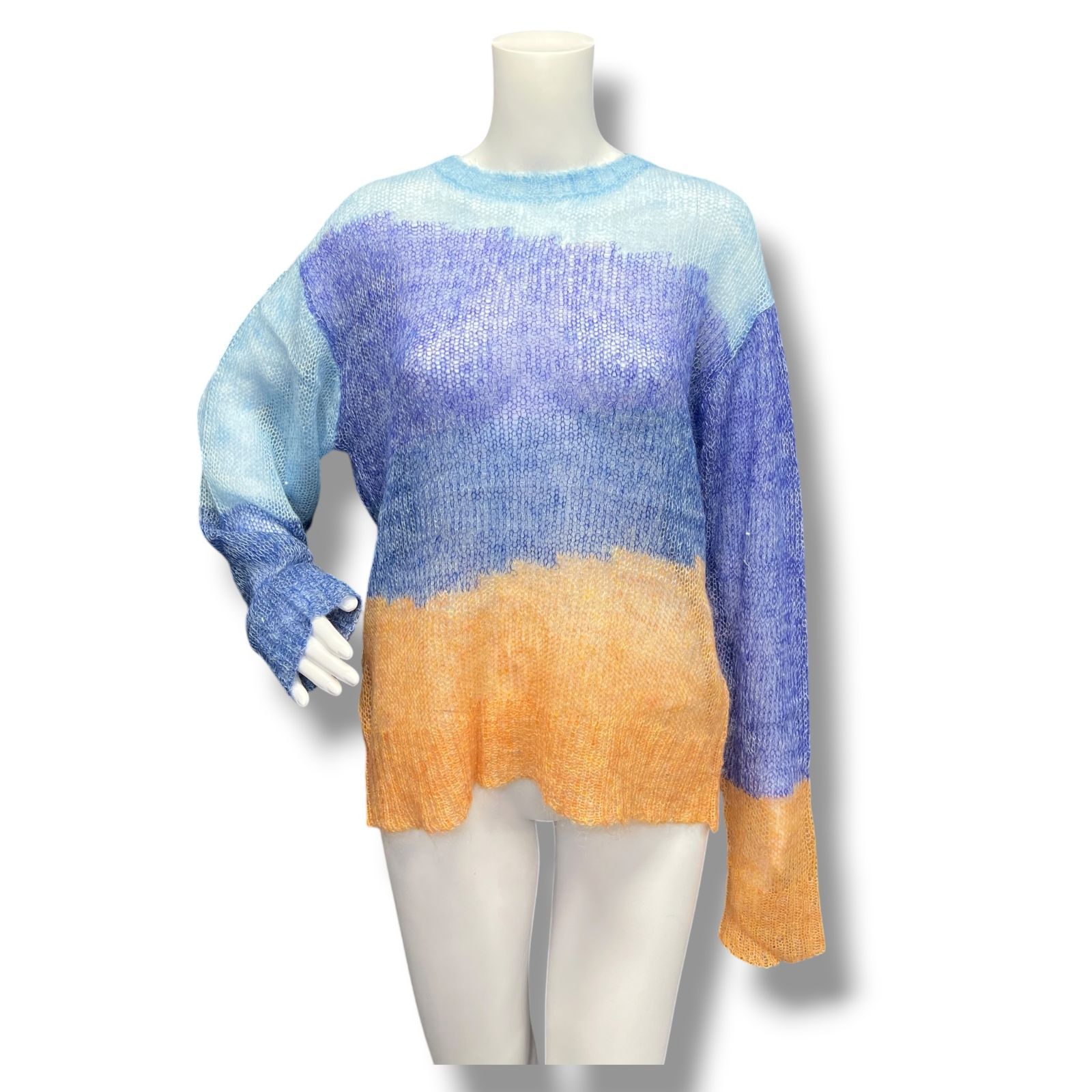 参考上代39,600円 未使用品 YOKE 25SS MOHAIR INTARSIA SHEER SWEATER モヘヤインターシャシアーセーター ニット ヨーク YK25SS0967S ブルー 13,172円