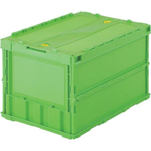 新品 トラスコ中山(TRUSCO) 薄型折りたたみコンテナ スケルコン スケルトンコンテナ 収納ボックス 収納ケース 3個【ケース販売】 529X364X70mm ロックフタ付 50L グリーン TR-C50B-GN