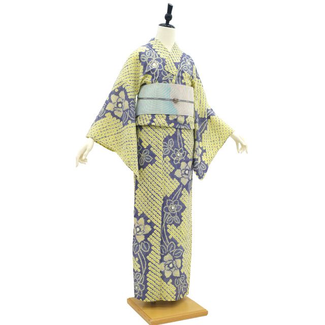 中古】 有松 浴衣 本場有松鳴海絞り 夏物 リサイクル ゆかた 絞り 木綿