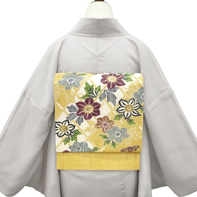 新品】 夏物 名古屋帯 未使用 栗山吉三郎 本大麻 和染紅型 麻 九寸