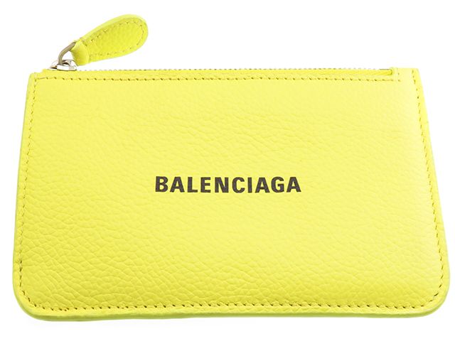 BALENCIAGA バレンシアガ フラグメントケース イエロー レザー 637130 カードケース レディース 207【中古】2148104045942