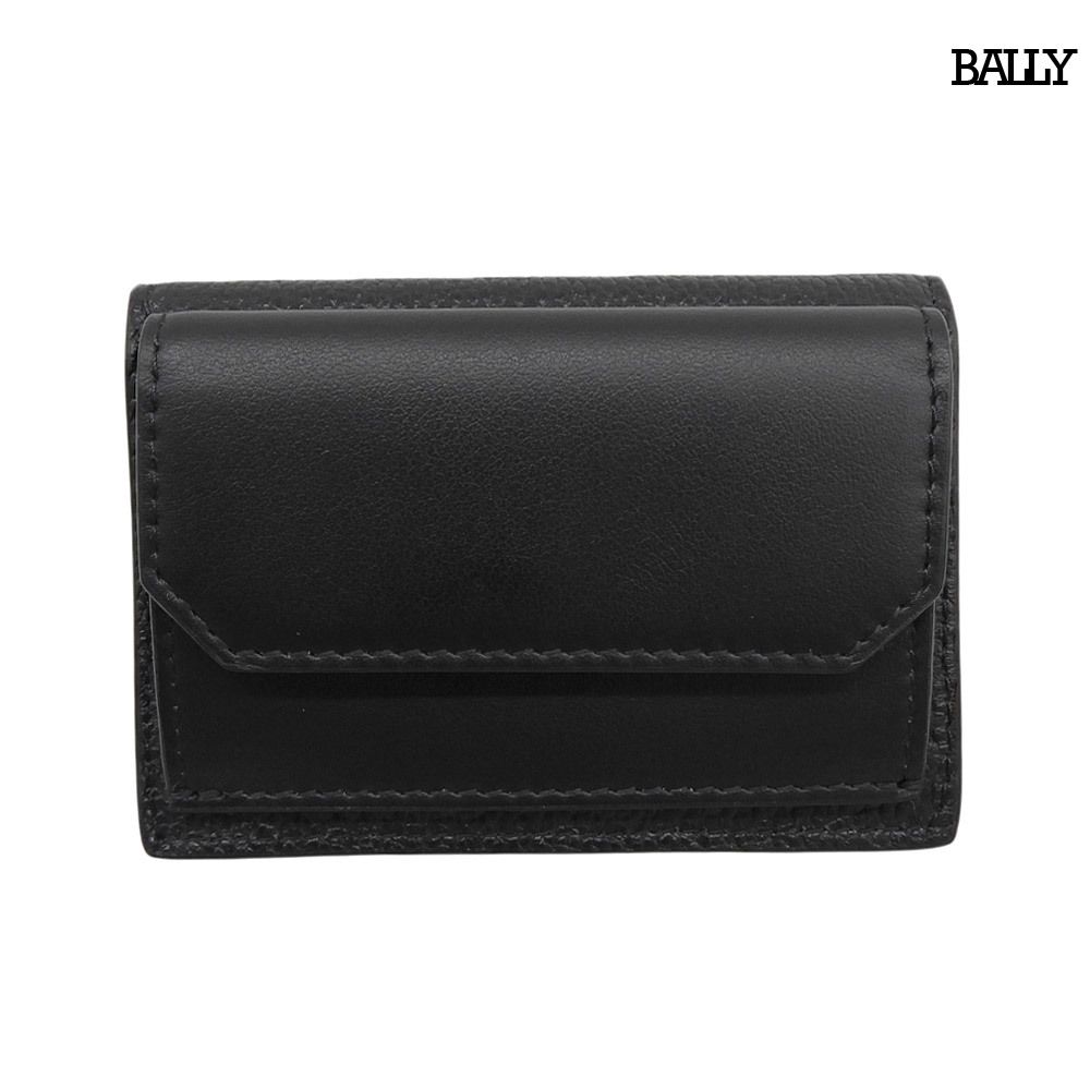 超美品 バリー BALLY レザー カード ケース 名刺入れ コンパクトウォレット 黒 ブラック 箱付き メンズ