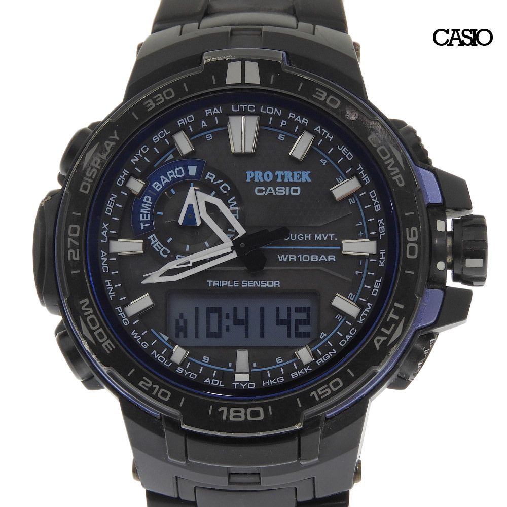 超美品 カシオ CASIO PRW-6000YT-1BJF プロテック トリプルセンサー タフソーラー 腕時計 箱付き 稼働品 メンズ