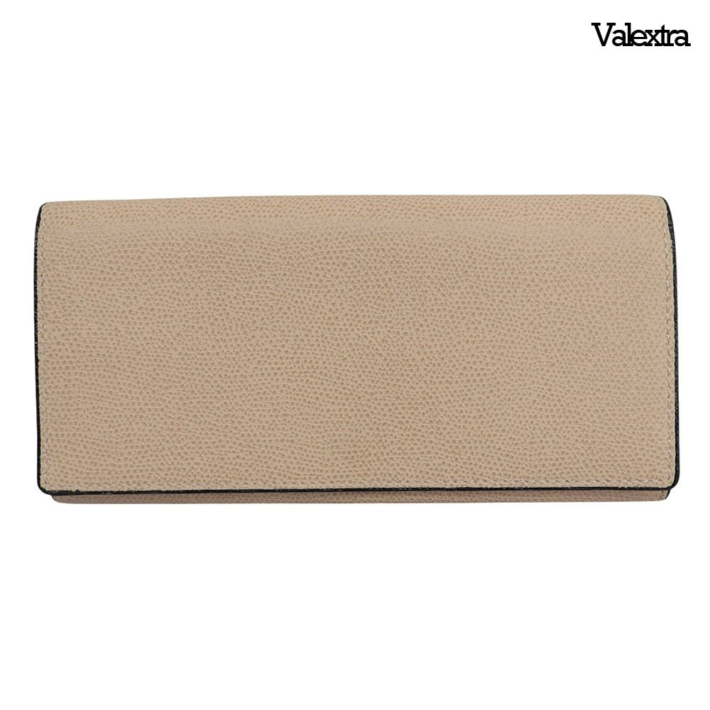 超美品 ヴァレクストラ Valextra V9L18‐028-00CL-OC バーティカル レザー ロングウォレット 長財布 二つ折り ピンク レディース