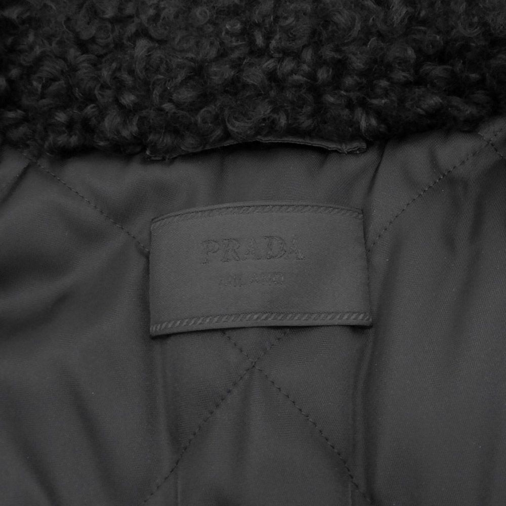 超美品 プラダ PRADA 2019年 襟ムートン ナイロン ベルテッド