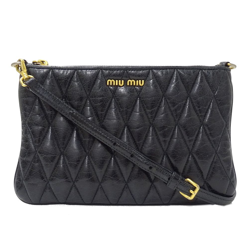 ミュウミュウ 黒 キルティング ショルダーバッグ 美品 付属品あり ミュウミュウ MIUMIU バッグ レディース ブランド ショルダーバッグ