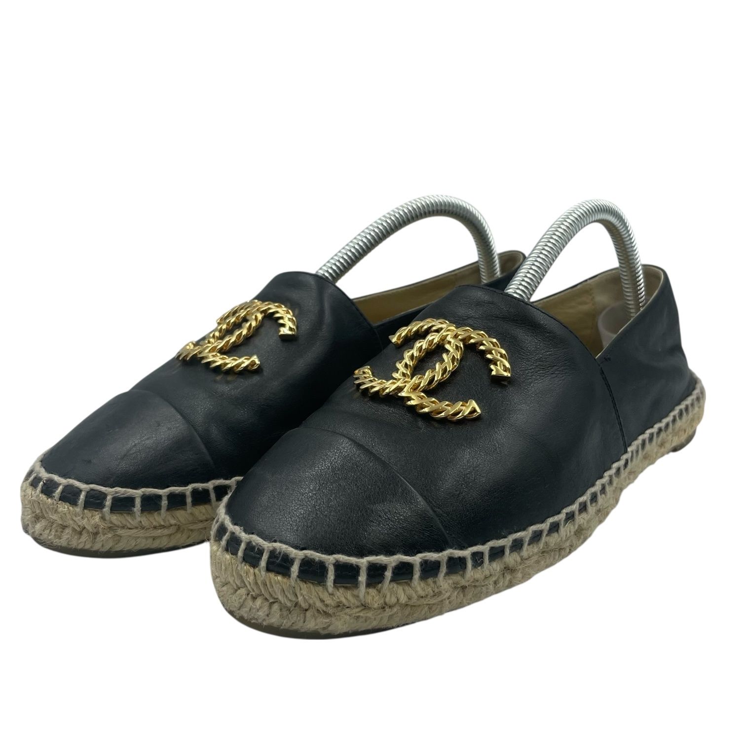 美品 CHANEL シャネル パンプス レザー ゴールド 金具ココマーク ブラック サイズ36