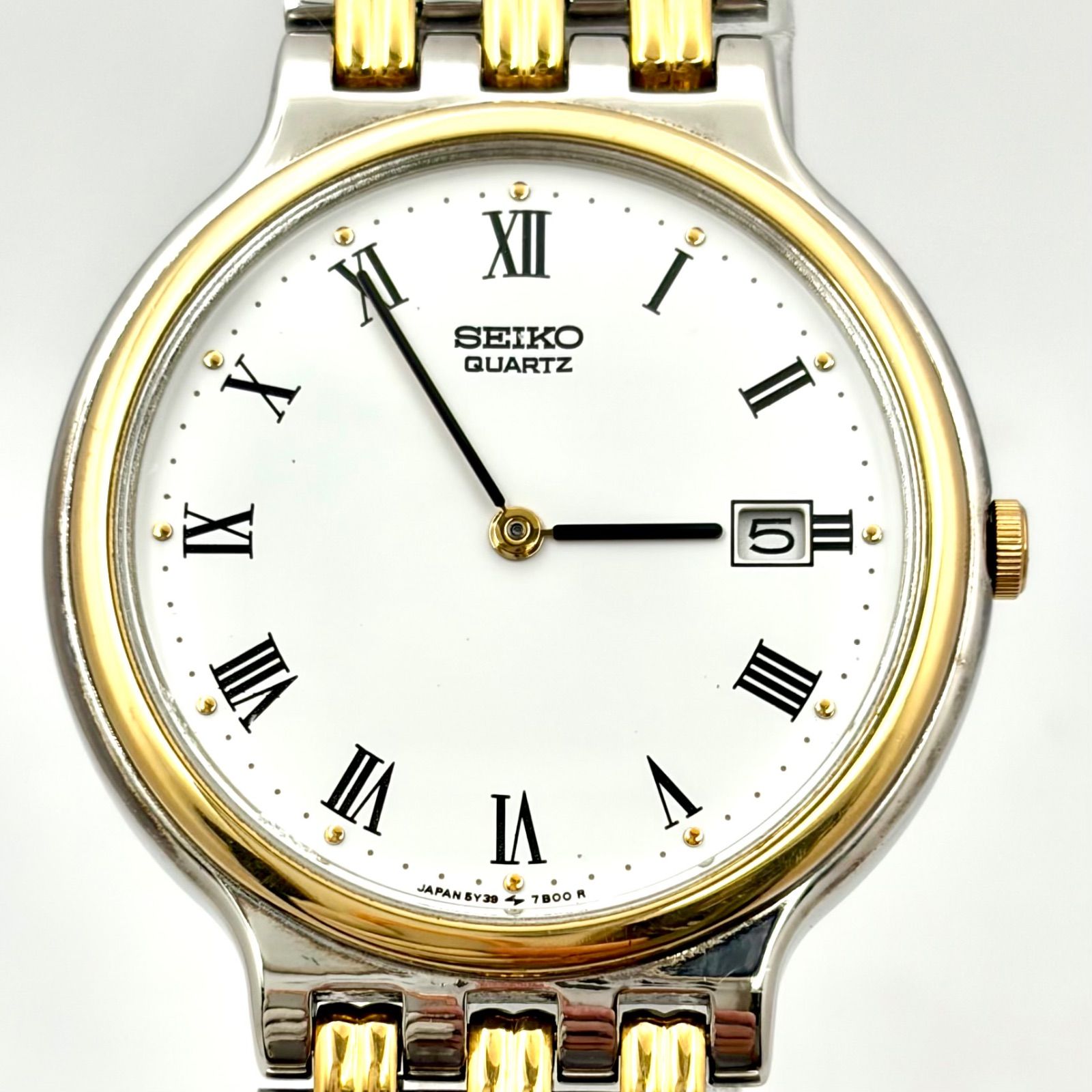 新品電池】SEIKO セイコー メンズ 腕時計 デイト ローマン 5Y39-7A70