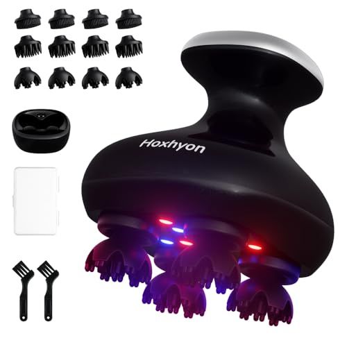 【新品】【2025新登場】 Hoxhyon ヘッドスパ 電動頭皮ブラシ クリスマス【赤青W光搭載】 3D振動 頭皮洗浄 頭皮エステ スカルプケア 顔 全身適用 リラクゼーション器 自宅サロン お風呂 IPX7防水 低騒音設計 収納ケース付 美 97f26df1
