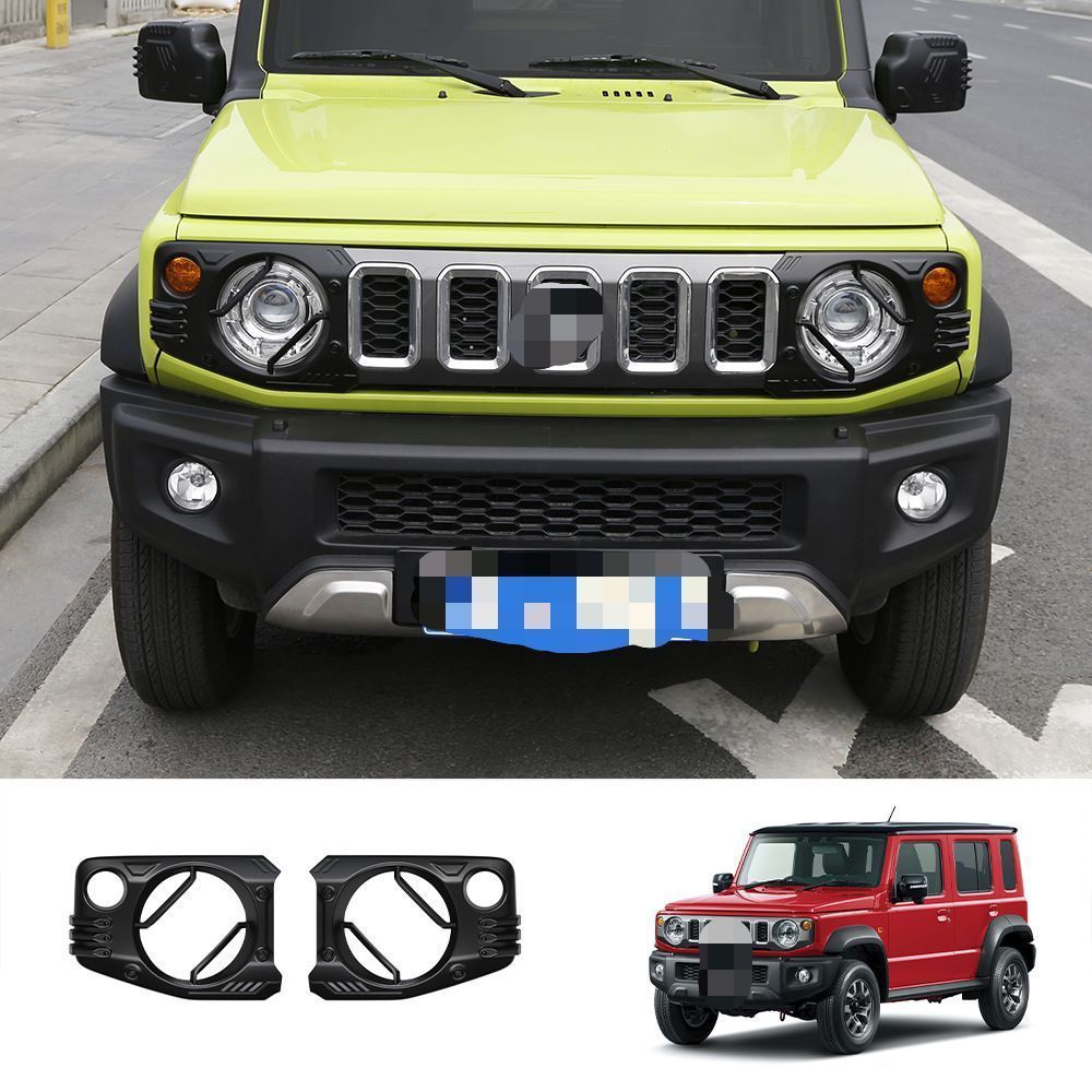 【送料無料】スズキ ジムニー ノマデ (Suzuki Jimny Nomade) 2025 ヘッドライトカバー プロテクター ドレスアップ 耐衝撃 傷防止 おしゃれ シャープ 存在感アップ 簡単取付 エクステリア カスタム パーツ アクセサリー ブラック