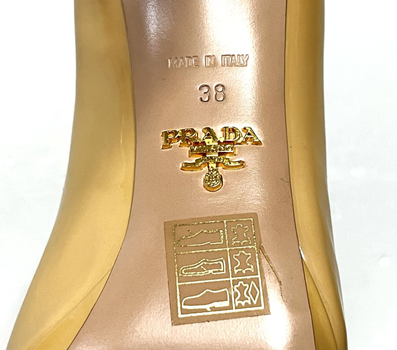 38◇PRADA｜プラダ オープントゥ エナメル ヒールパンプス 靴 - メルカリ