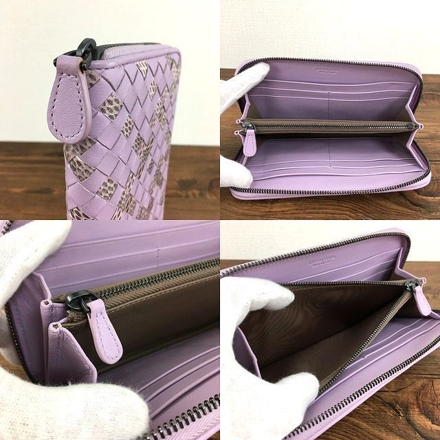 極美品 BOTTEGA VENETA 長財布 イントレチャート パイソン レザー 148 
