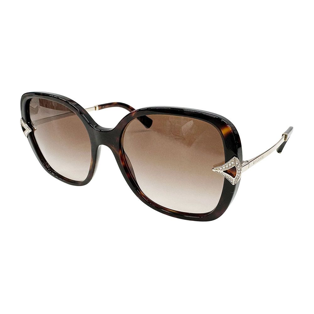 ブルガリ BVLGARI サングラス レディース ブランド アセテート ダークハバナ ブラウン 8217-B 55□13 135 スクエアシェイプ おしゃれ 上品 エレガント 【中古】