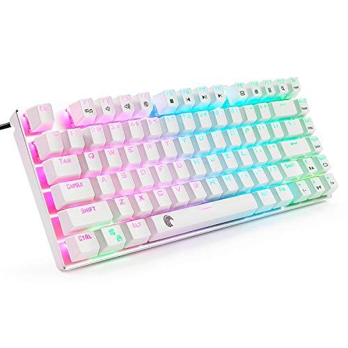 ☆新品☆e元素メカニカル式ゲーミングキーボード 青軸アンチゴースト81キー RGB発光LEDバックライト付き 英語配列USB有線高速反応 防水オフィス&ゲーム用パソコンキーボード (青軸, ホワイト) [並行輸入品] 6eb78f78