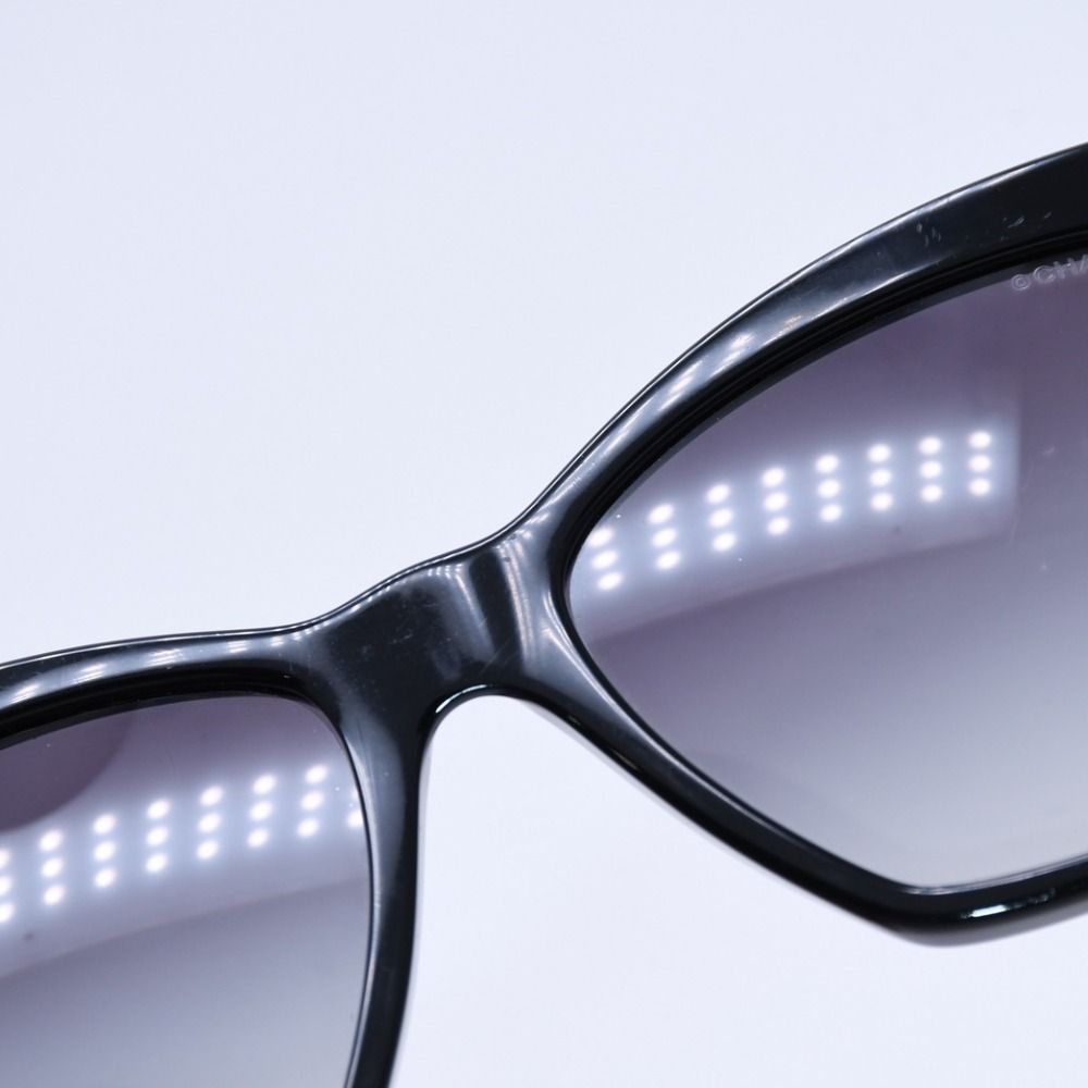 極美品 CHANEL シャネル レザーチェーン×ラインストーン ココマーク 黒