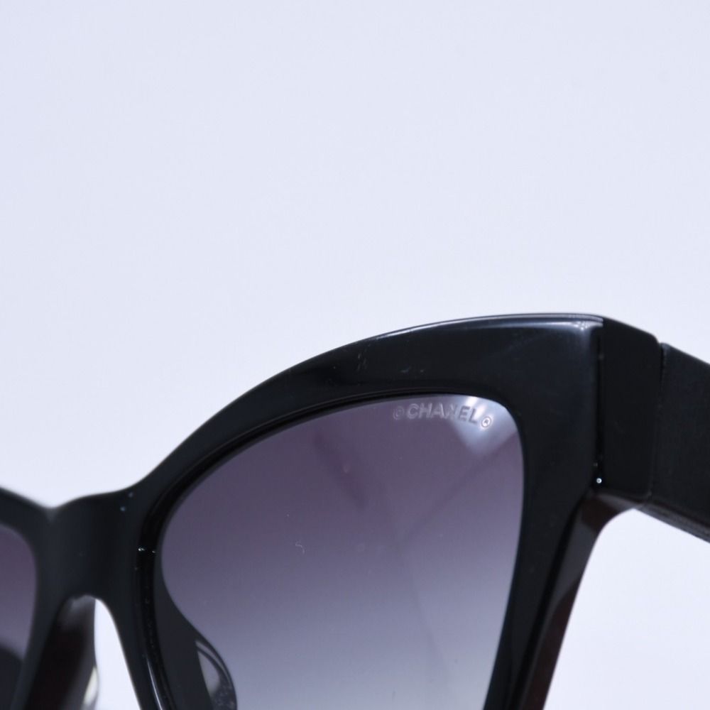 極美品 CHANEL シャネル レザーチェーン×ラインストーン ココマーク 黒