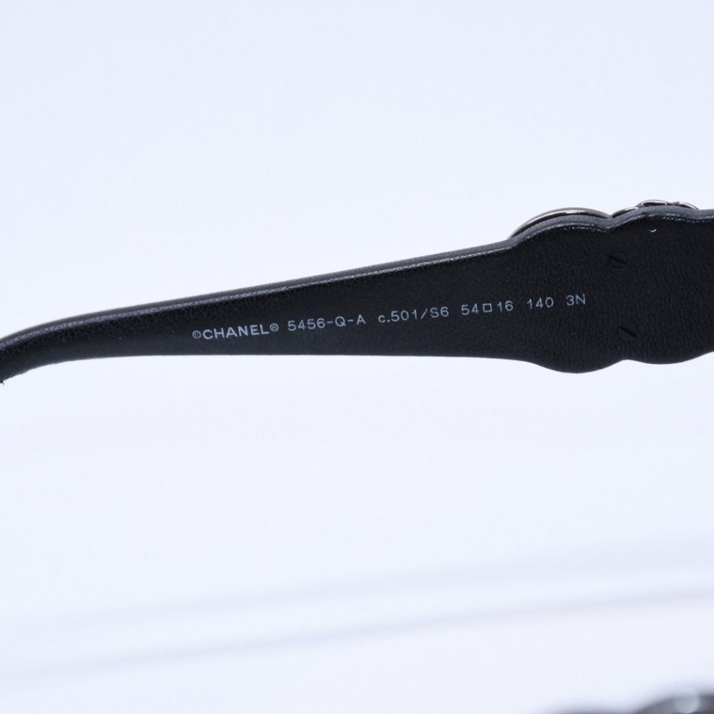 極美品 CHANEL シャネル レザーチェーン×ラインストーン ココマーク 黒