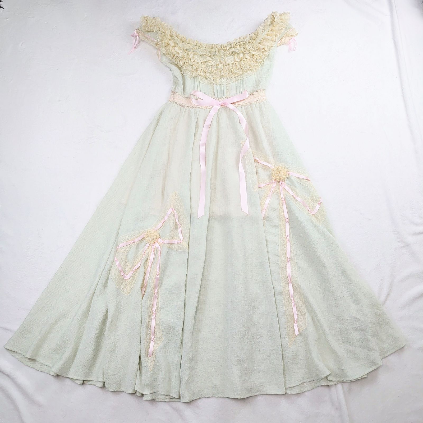 ほぼ新品 未使用品 Lacemade グリーンカイト ドレス オフショルダー M 定価19485円